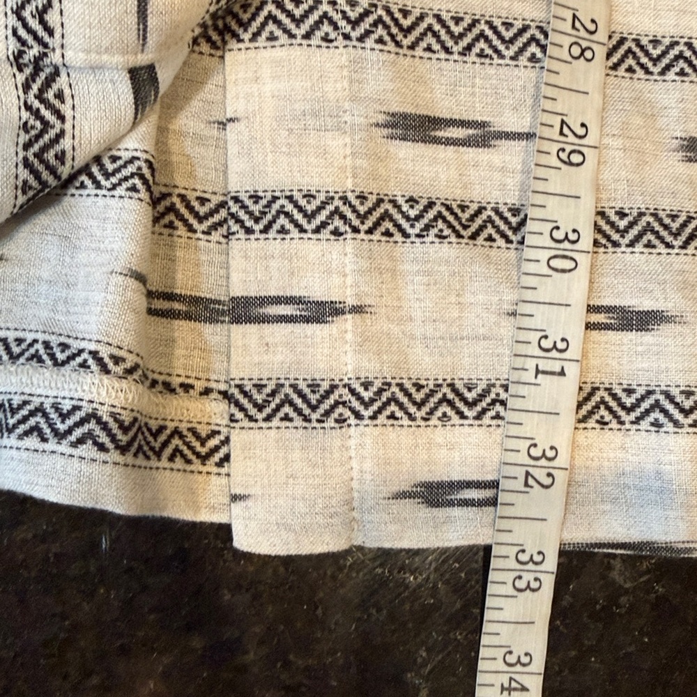 Alice + Olivia Isabelle Tribal Sleeveless Linen Shirt Dress Beige/Black Small - Picture 10 of 12
